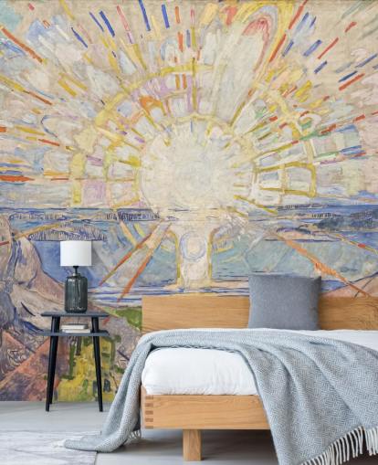 konsttapet väggmålning kallad The Sun av Edvard Munch för kök, vardagsrum och sovrum konsttapet väggmålning kallad The Sun av Edvard Munch för kök, vardagsrum och sovrum