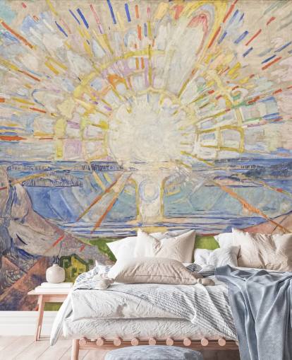 mural de papel de parede de belas artes chamado The Sun de Edvard Munch para cozinhas, salas de estar e quartos mural de papel de parede de belas artes chamado The Sun de Edvard Munch para cozinhas, salas de estar e quartos