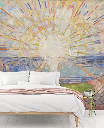 kunsttapet veggmaleri kalt The Sun av Edvard Munch for kjøkken, stuer og soverom