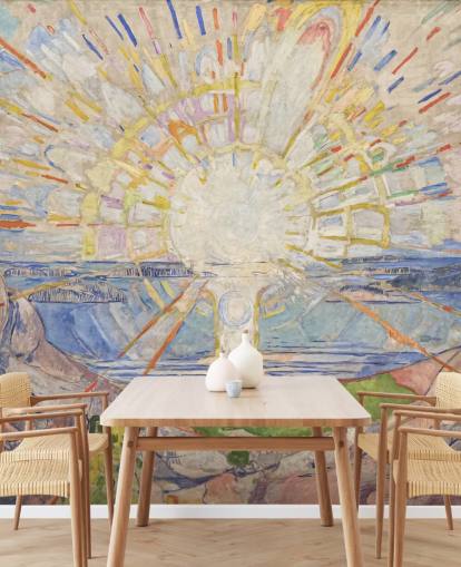 kunsttapet veggmaleri kalt The Sun av Edvard Munch for kjøkken, stuer og soverom
