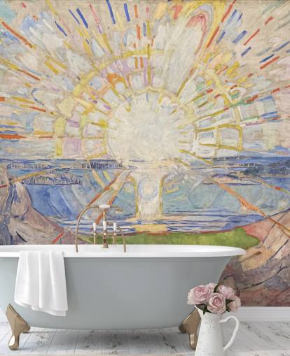 fine art behangmuurschildering genaamd The Sun van Edvard Munch voor keukens, woonkamers en slaapkamers