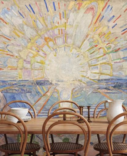 mural de papel de parede de belas artes chamado The Sun de Edvard Munch para cozinhas, salas de estar e quartos