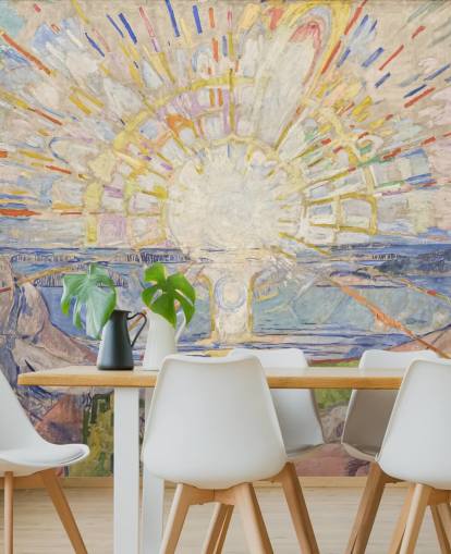 papier peint mural d'art intitulé The Sun d'Edvard Munch pour les cuisines, les salons et les chambres