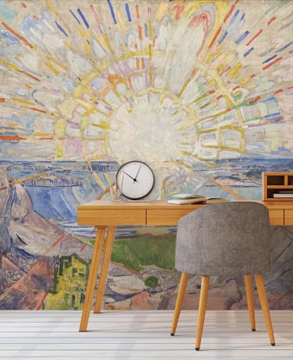carta da parati fine art chiamata The Sun di Edvard Munch per cucine, salotti e camere da letto