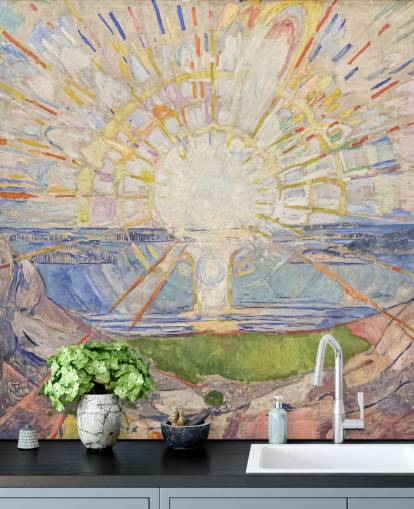 mural de papel pintado de bellas artes llamado The Sun de Edvard Munch para cocinas, salas de estar y dormitorios mural de papel pintado de bellas artes llamado The Sun de Edvard Munch para cocinas, salas de estar y dormitorios