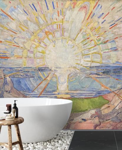 papier peint mural d'art intitulé The Sun d'Edvard Munch pour les cuisines, les salons et les chambres