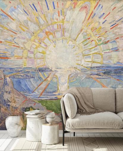 carta da parati fine art chiamata The Sun di Edvard Munch per cucine, salotti e camere da letto