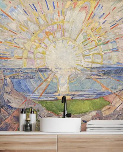 kunsttapet vægmaleri kaldet The Sun af Edvard Munch til køkkener, stuer og soveværelser