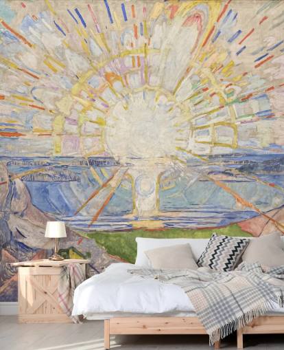 fine art behangmuurschildering genaamd The Sun van Edvard Munch voor keukens, woonkamers en slaapkamers