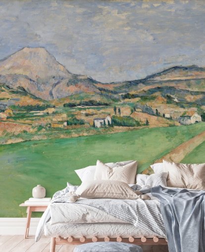 fine art wallpaper mural called Toward Mont Sainte-Victoire by Paul Cezanne for bedrooms and lounges