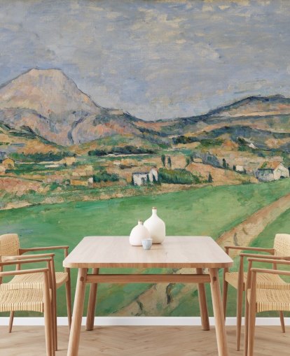 fine art wallpaper mural called Toward Mont Sainte-Victoire by Paul Cezanne for bedrooms and lounges