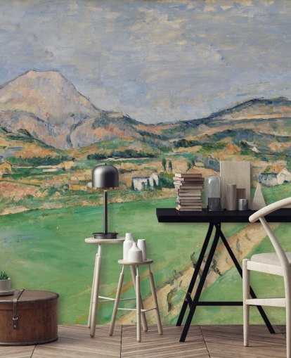 konsttapet väggmålning kallad Mot Mont Sainte-Victoire av Paul Cezanne för sovrum och lounger