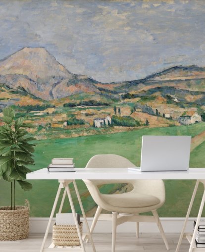 fine art wallpaper mural called Toward Mont Sainte-Victoire by Paul Cezanne for bedrooms and lounges