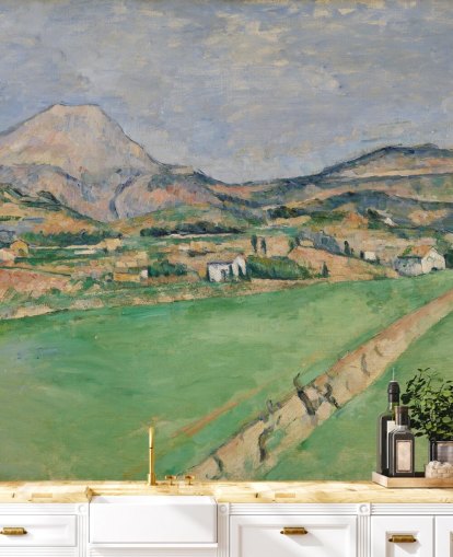 papier peint mural d'art intitulé Toward Mont Sainte-Victoire par Paul Cézanne pour les chambres et les salons