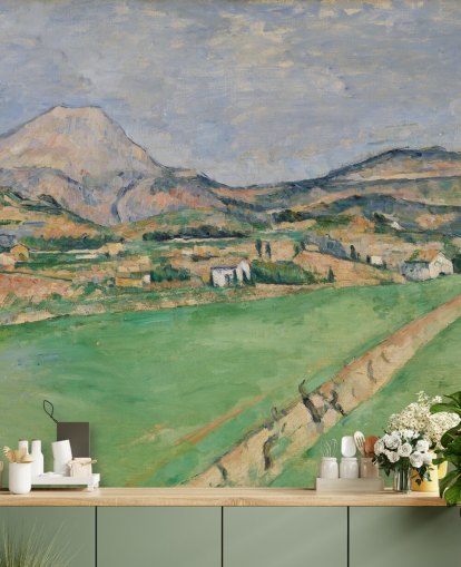 konsttapet väggmålning kallad Mot Mont Sainte-Victoire av Paul Cezanne för sovrum och lounger konsttapet väggmålning kallad Mot Mont Sainte-Victoire av Paul Cezanne för sovrum och lounger