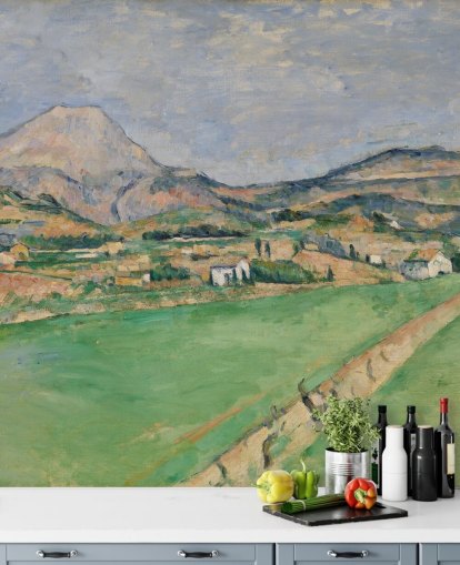 konsttapet väggmålning kallad Mot Mont Sainte-Victoire av Paul Cezanne för sovrum och lounger