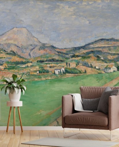 fine art wallpaper mural called Toward Mont Sainte-Victoire by Paul Cezanne for bedrooms and lounges