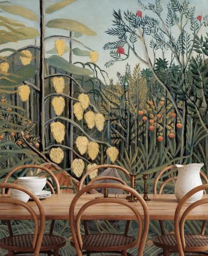 mural de papel de parede de belas artes chamado In a Tropical Forest, de Henri Rousseau mural de papel de parede de belas artes chamado In a Tropical Forest, de Henri Rousseau