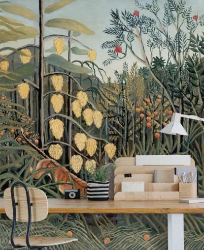 papier peint mural d'art intitulé Dans une forêt tropicale par Henri Rousseau papier peint mural d'art intitulé Dans une forêt tropicale par Henri Rousseau