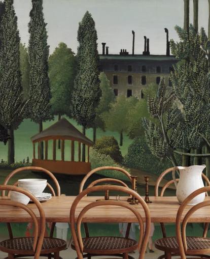 mural de parede de belas artes chamado View of Montsouris Park, o quiosque de Henri Rousseau para salas de estar e quartos mural de parede de belas artes chamado View of Montsouris Park, o quiosque de Henri Rousseau para salas de estar e quartos