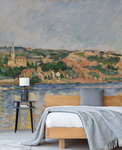 art wallpaper mural called The Village of L'Estaque Seen from the Sea by Paul Cezanne