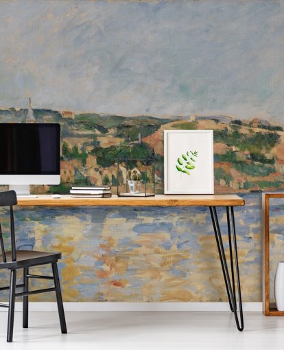 art wallpaper mural called The Village of L'Estaque Seen from the Sea by Paul Cezanne art wallpaper mural called The Village of L'Estaque Seen from the Sea by Paul Cezanne