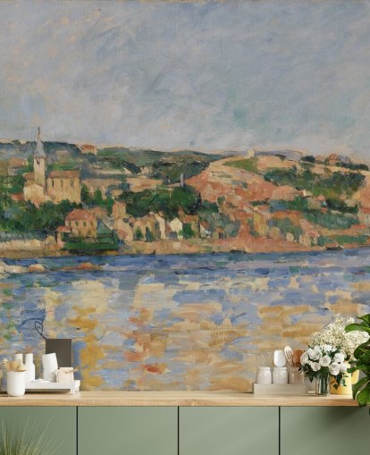 papier peint d'art intitulé Le village de L'Estaque vu de la mer par Paul Cézanne papier peint d'art intitulé Le village de L'Estaque vu de la mer par Paul Cézanne