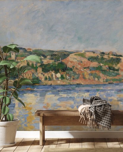 mural artístico llamado El pueblo de L'Estaque visto desde el mar de Paul Cezanne mural artístico llamado El pueblo de L'Estaque visto desde el mar de Paul Cezanne