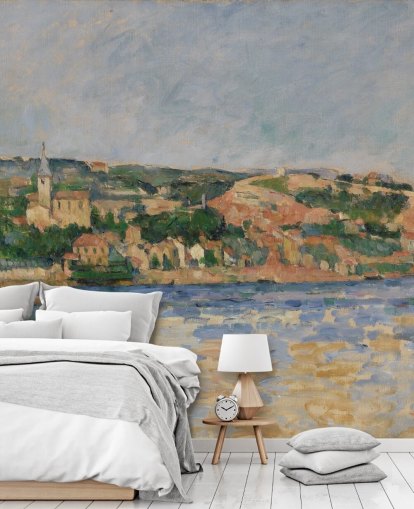 art wallpaper mural called The Village of L'Estaque Seen from the Sea by Paul Cezanne