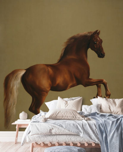 mural de papel pintado de bellas artes llamado Whistlejacket de George Stubbs para dormitorios y salas de estar