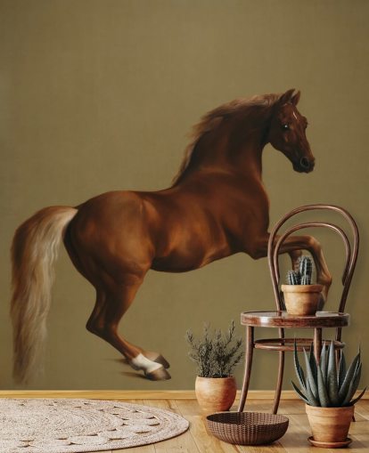 kunsttapet vægmaleri kaldet Whistlejacket af George Stubbs til soveværelser og stuer