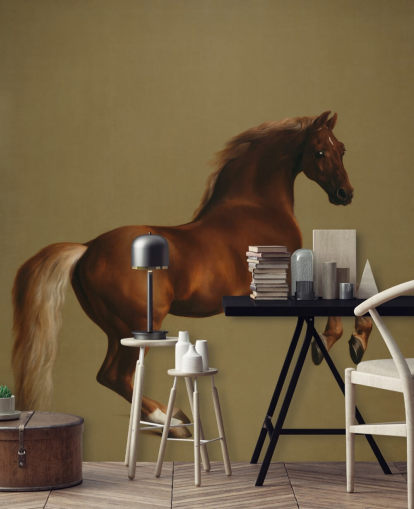 Kunsttapete namens Whistlejacket von George Stubbs für Schlafzimmer und Wohnzimmer