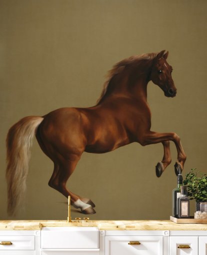 Kunsttapete namens Whistlejacket von George Stubbs für Schlafzimmer und Wohnzimmer