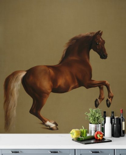 kunsttapet vægmaleri kaldet Whistlejacket af George Stubbs til soveværelser og stuer