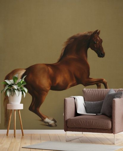 fine art behangmuurschildering genaamd Whistlejacket van George Stubbs voor slaapkamers en woonkamers