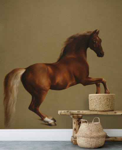 mural de papel pintado de bellas artes llamado Whistlejacket de George Stubbs para dormitorios y salas de estar