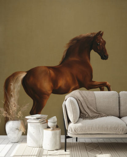 mural de papel pintado de bellas artes llamado Whistlejacket de George Stubbs para dormitorios y salas de estar