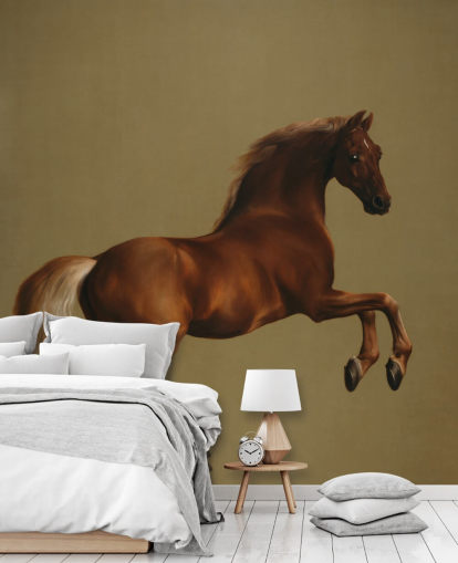 mural de papel pintado de bellas artes llamado Whistlejacket de George Stubbs para dormitorios y salas de estar