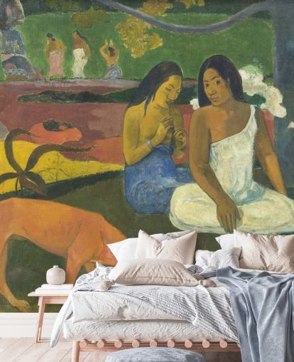 fine art wallpaper mural called Arearea by Paul Gauguin for bedrooms, home offices and living rooms fine art wallpaper mural called Arearea by Paul Gauguin for bedrooms, home offices and living rooms