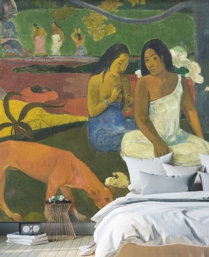 mural de papel pintado de bellas artes llamado Arearea de Paul Gauguin para dormitorios, oficinas en casa y salas de estar