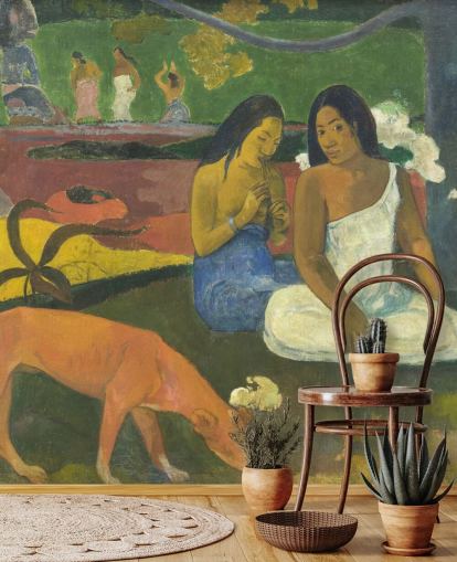 mural de papel pintado de bellas artes llamado Arearea de Paul Gauguin para dormitorios, oficinas en casa y salas de estar