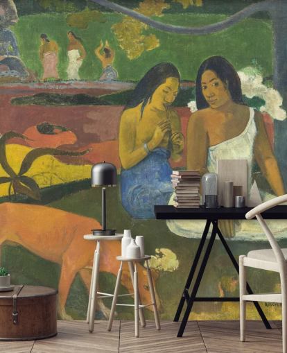 fine art wallpaper mural called Arearea by Paul Gauguin for bedrooms, home offices and living rooms