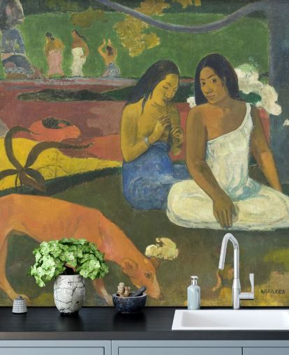 fine art wallpaper mural called Arearea by Paul Gauguin for bedrooms, home offices and living rooms