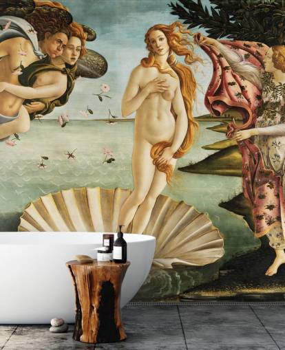 kunsttapet vægmaleri kaldet The Birth of Venus af Botticelli til lofter, badeværelser og soveværelser kunsttapet vægmaleri kaldet The Birth of Venus af Botticelli til lofter, badeværelser og soveværelser