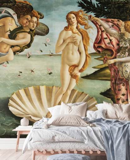 mural de papel pintado de bellas artes llamado El nacimiento de Venus de Botticelli para techos, baños y dormitorios mural de papel pintado de bellas artes llamado El nacimiento de Venus de Botticelli para techos, baños y dormitorios