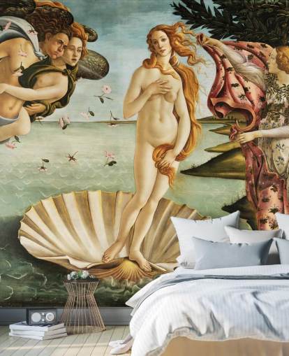 mural de papel pintado de bellas artes llamado El nacimiento de Venus de Botticelli para techos, baños y dormitorios mural de papel pintado de bellas artes llamado El nacimiento de Venus de Botticelli para techos, baños y dormitorios