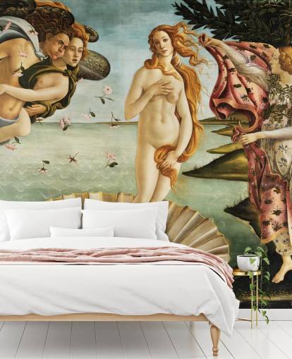 mural de papel pintado de bellas artes llamado El nacimiento de Venus de Botticelli para techos, baños y dormitorios