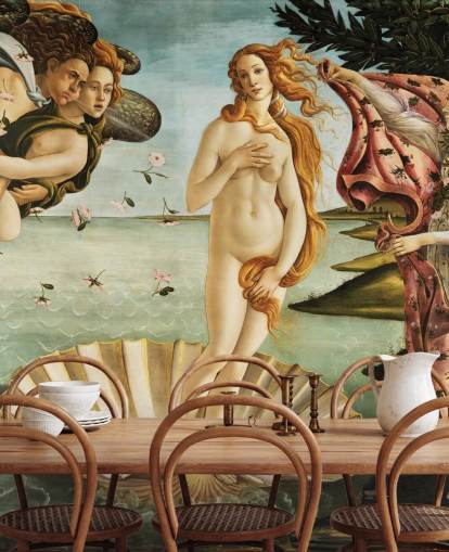 fine art wallpaper mural called The Birth of Venus by Botticelli for ceilings, bathrooms and bedrooms fine art wallpaper mural called The Birth of Venus by Botticelli for ceilings, bathrooms and bedrooms