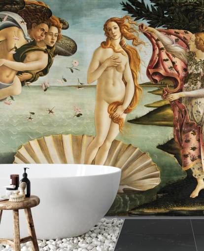 Kunsttapete mit dem Titel Die Geburt der Venus von Botticelli für Decken, Badezimmer und Schlafzimmer