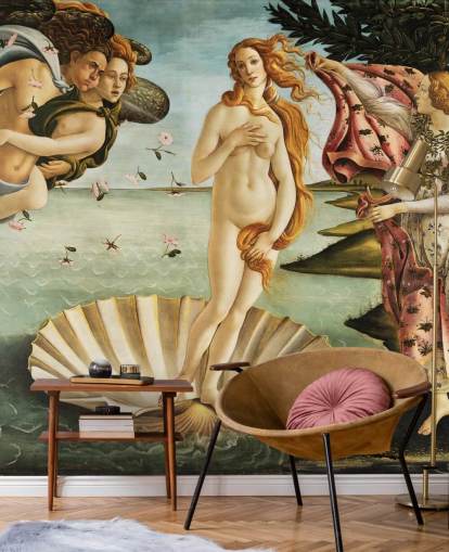 mural de papel pintado de bellas artes llamado El nacimiento de Venus de Botticelli para techos, baños y dormitorios